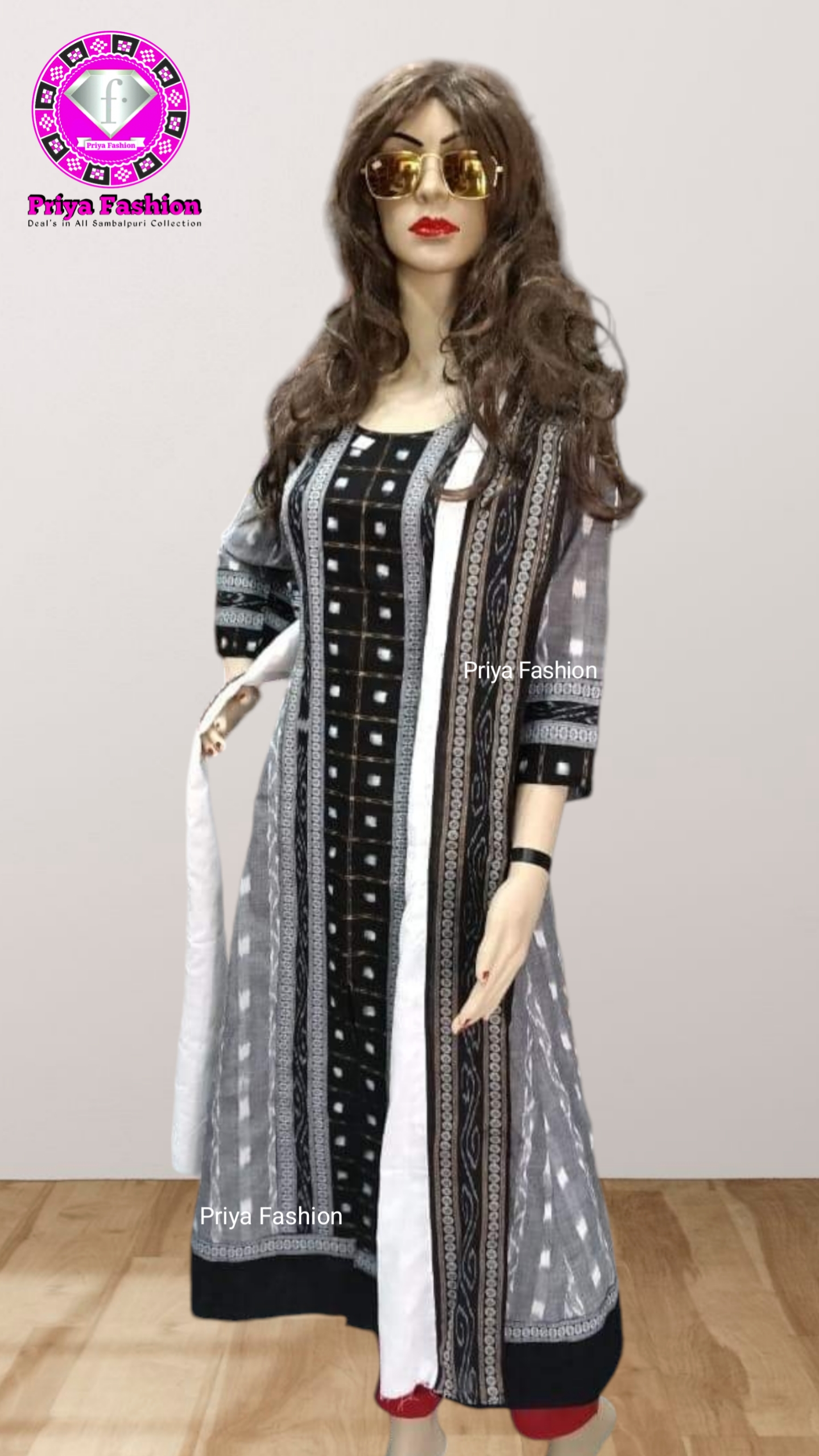 100425 Sambalpuri Round long top kurti