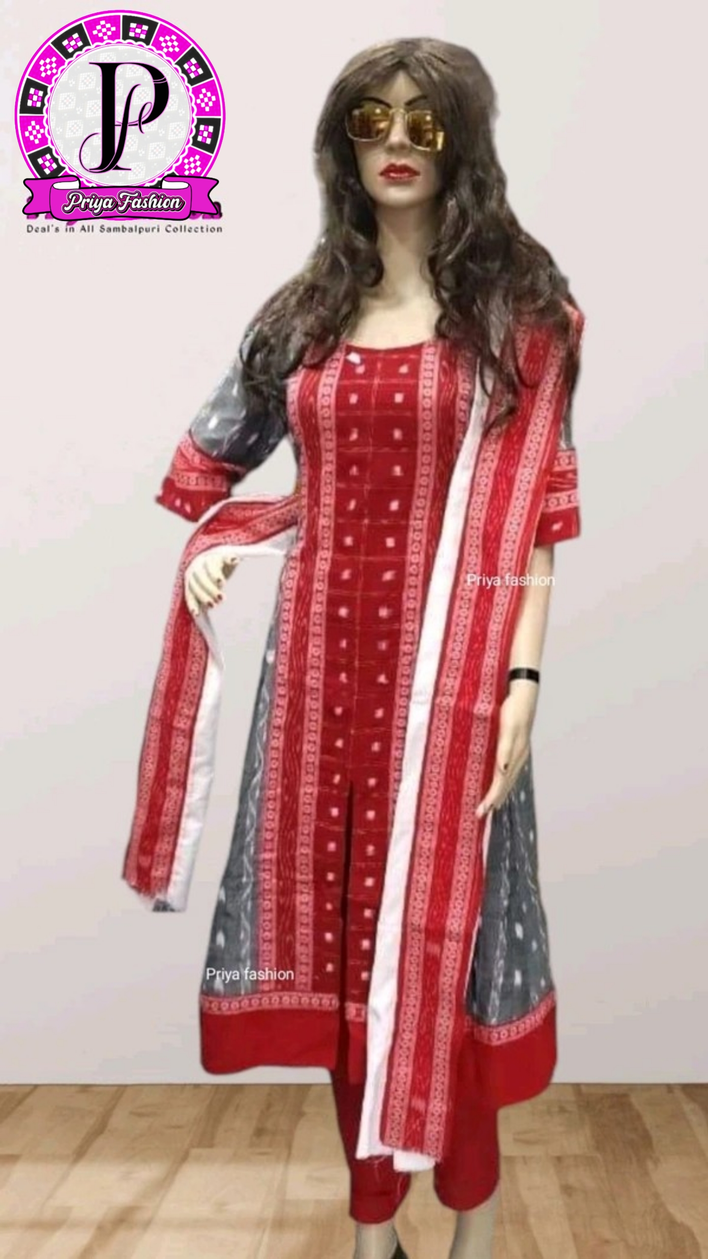 100386 Sambalpuri Round long top kurti