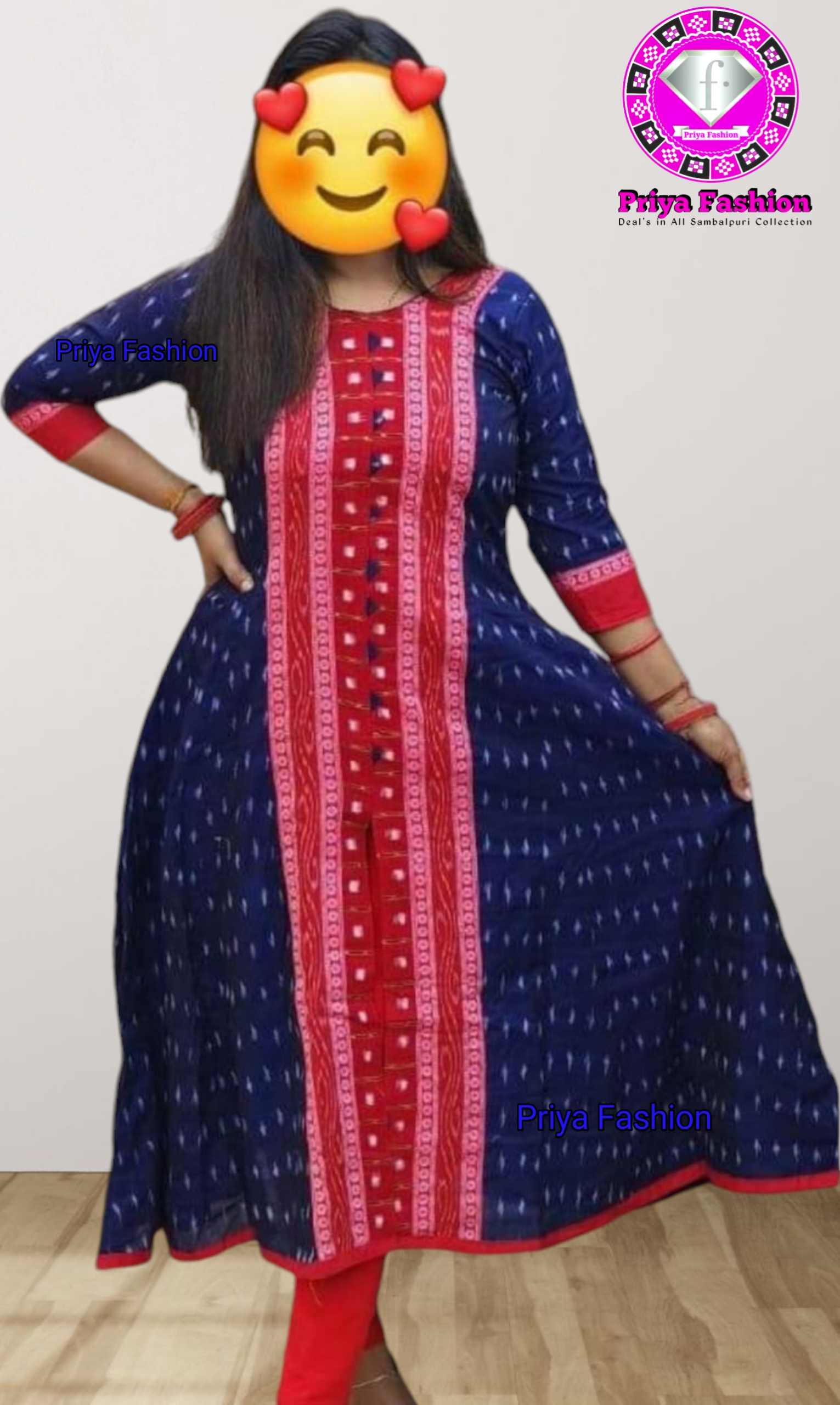 100415 Sambalpuri Round long top kurti