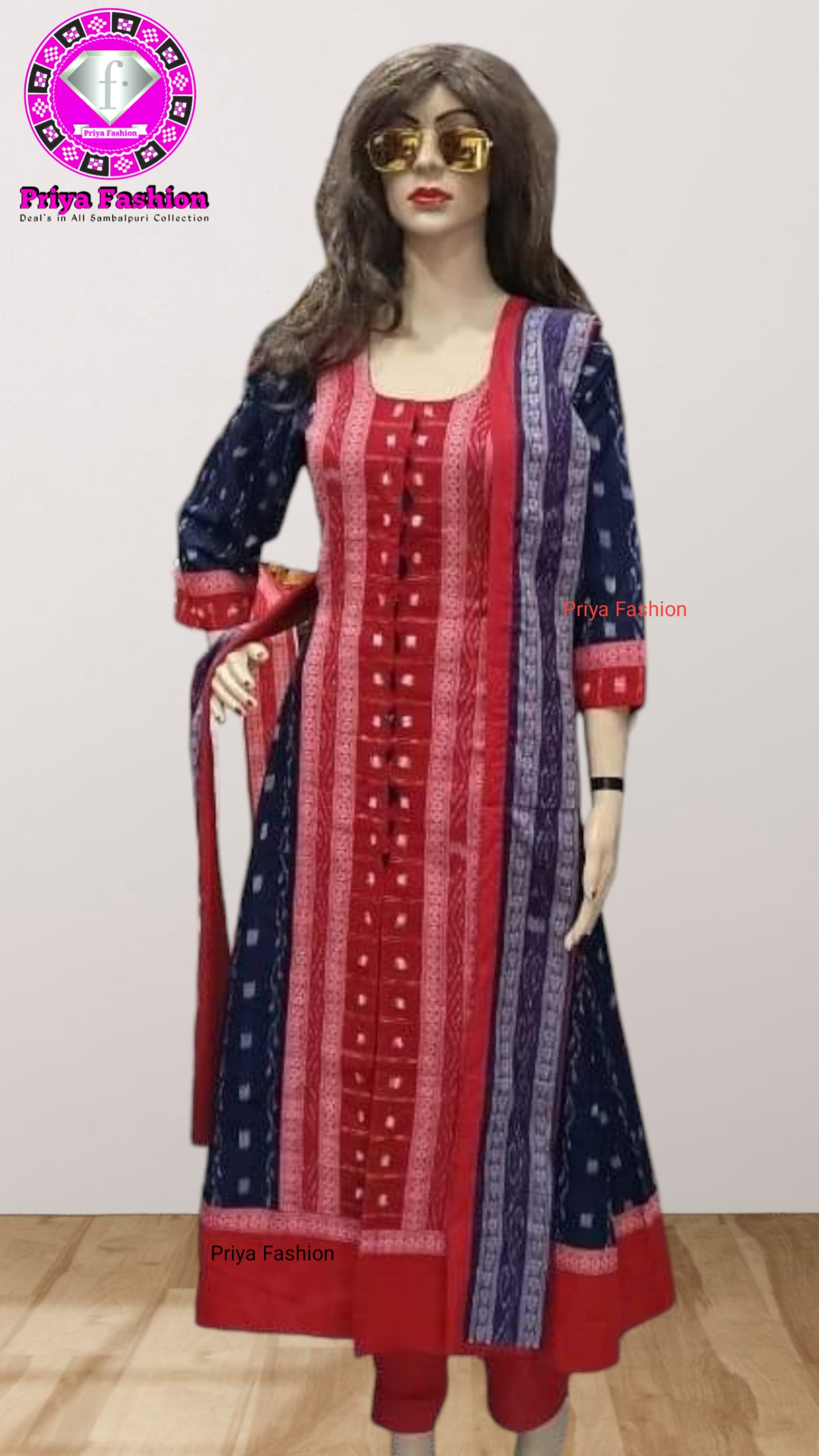 100424 Sambalpuri Round long top kurti
